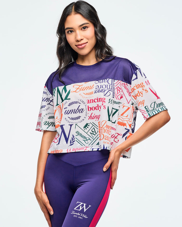 Dark Blue/White # Class of 2001 Mesh Boxy Crop Top