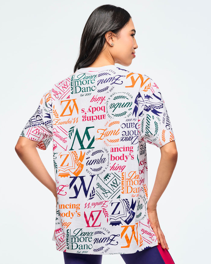 White/Orange # Class of 2001 Oversized Crew Neck Top