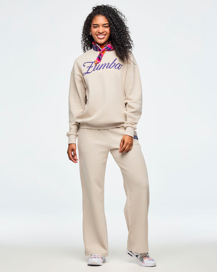 Beige # Class of 2001 Oversized Pullover Waffle Sweatshirt
