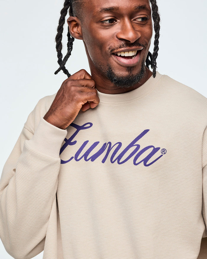 Beige # Class of 2001 Oversized Pullover Waffle Sweatshirt