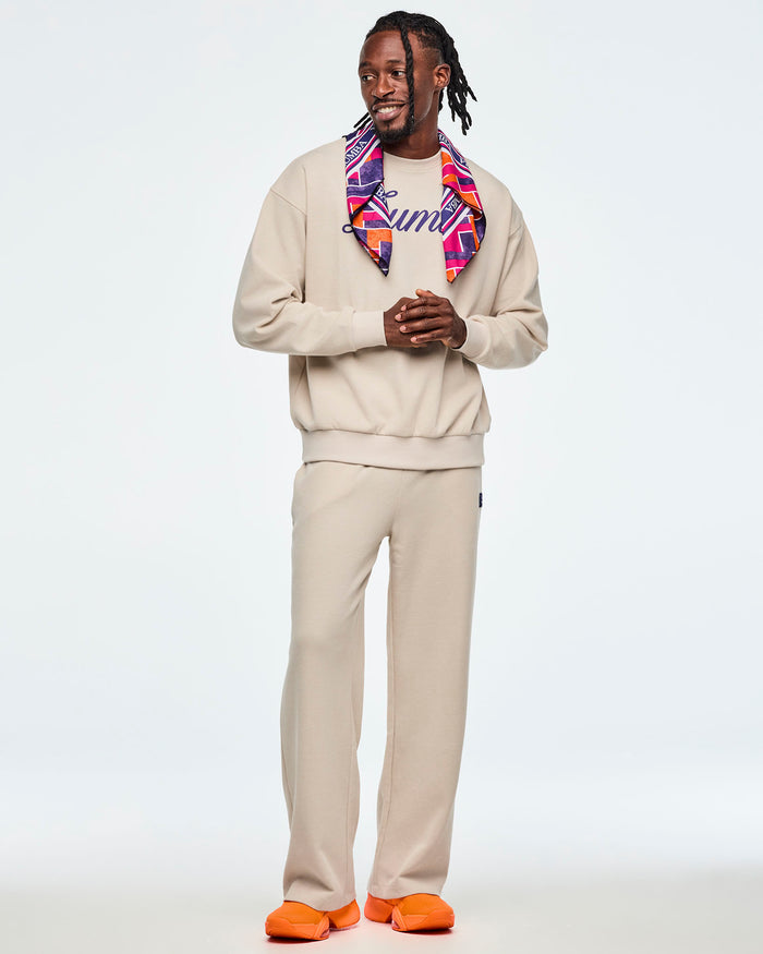 Beige # Class of 2001 Oversized Pullover Waffle Sweatshirt