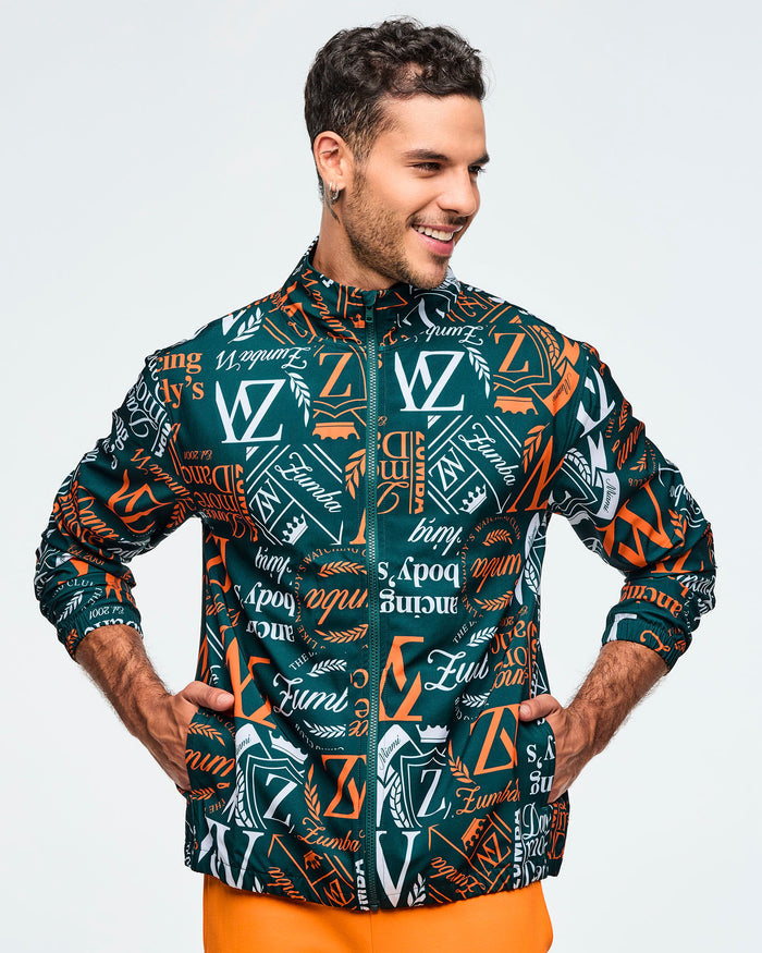 Dark Green/Orange # Class of 2001 Unisex Mock Neck Woven Jacket