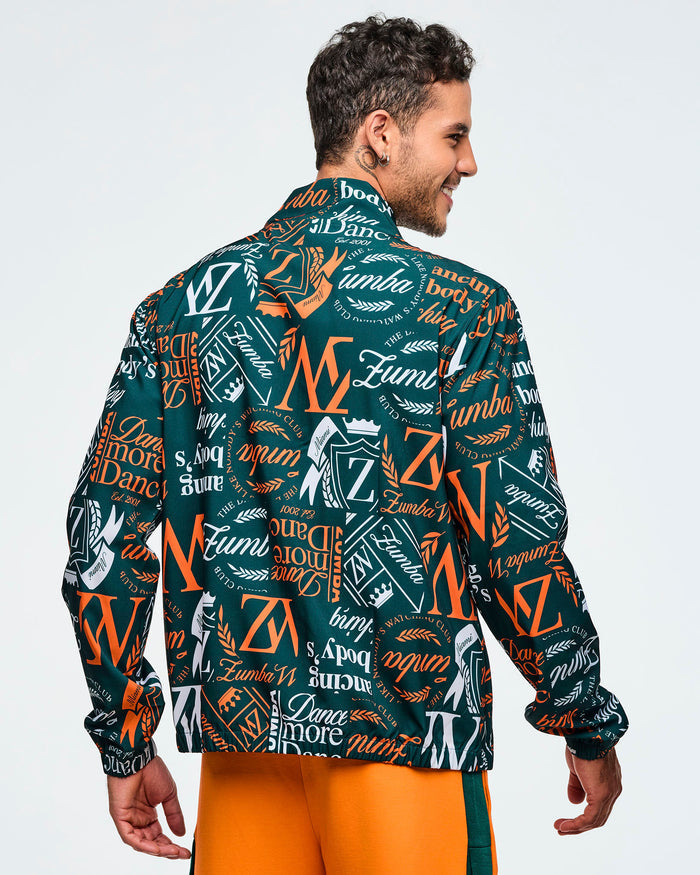 Dark Green/Orange # Class of 2001 Unisex Mock Neck Woven Jacket