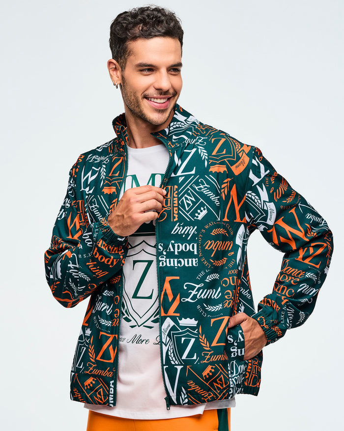 Dark Green/Orange # Class of 2001 Unisex Mock Neck Woven Jacket