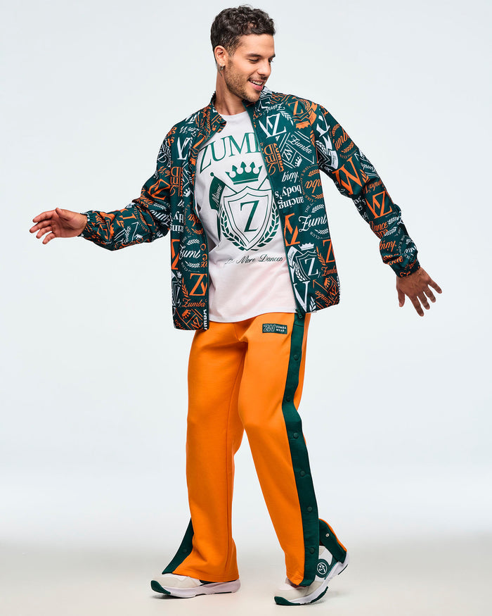 Dark Green/Orange # Class of 2001 Unisex Mock Neck Woven Jacket