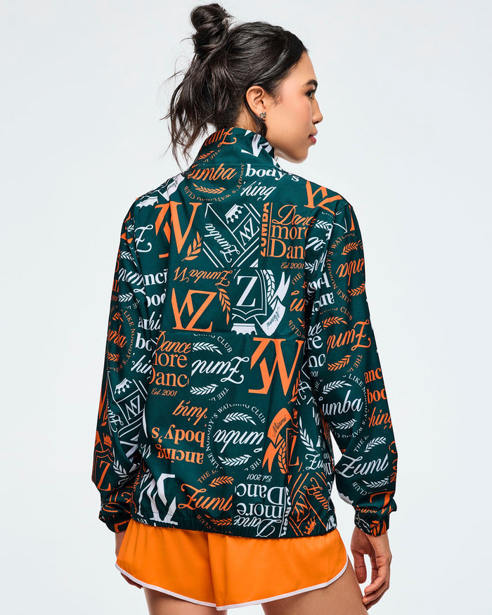 Dark Green/Orange # Class of 2001 Unisex Mock Neck Woven Jacket