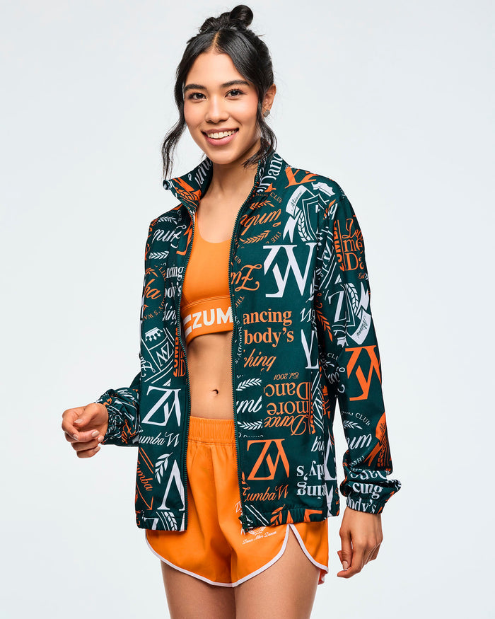 Dark Green/Orange # Class of 2001 Unisex Mock Neck Woven Jacket