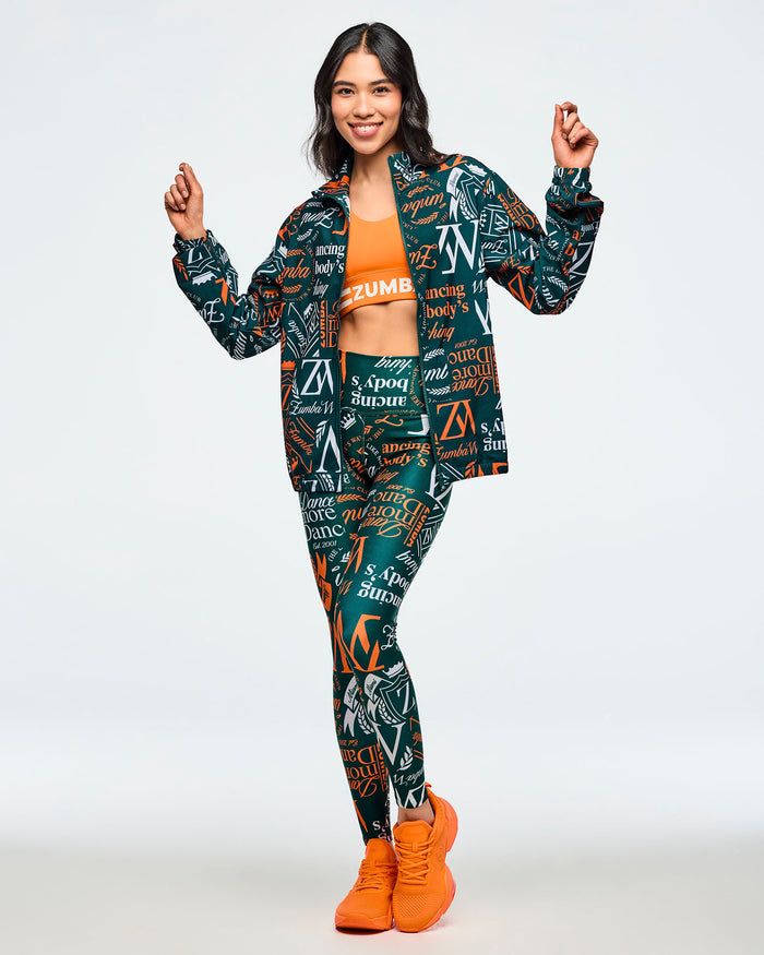 Dark Green/Orange # Class of 2001 Unisex Mock Neck Woven Jacket