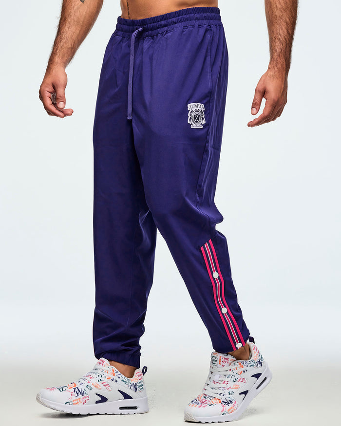 Soft Navy # Class of 2001 Woven Track Pants With Side Snaps