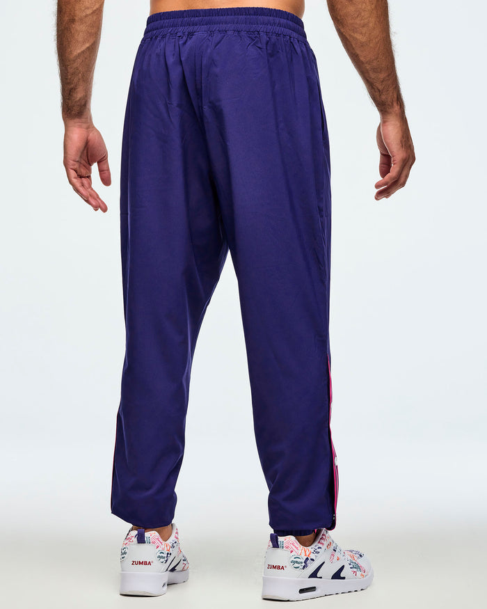 Soft Navy # Class of 2001 Woven Track Pants With Side Snaps