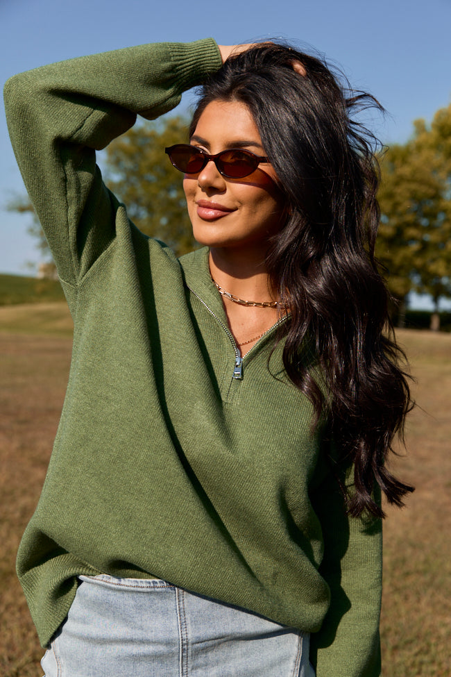 Classic By Nature Olive Quarter Zip