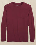 The front view of the Southern Tide Classic Long Sleeve Pocket T-Shirt in Chianti by Southern Tide - Chianti
