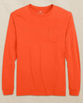 The front view of the Southern Tide Classic Long Sleeve Pocket T-Shirt in Endzone Orange by Southern Tide - Endzone Orange