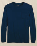 The front view of the Southern Tide Classic Long Sleeve Pocket T-Shirt in Navy by Southern Tide - Navy