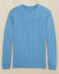 The front view of the Southern Tide Classic Long Sleeve Pocket T-Shirt in Rush Blue by Southern Tide - Rush Blue
