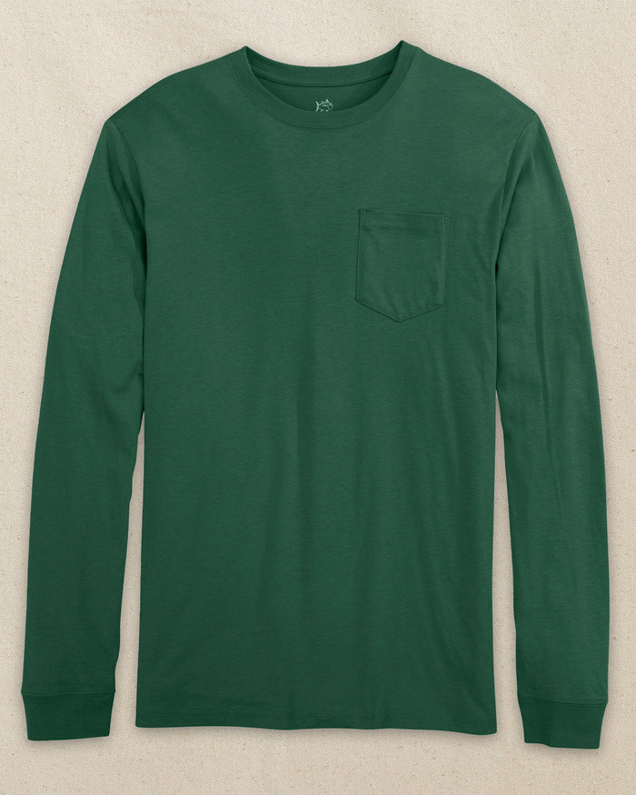 The front view of the Southern Tide Classic Long Sleeve Pocket T-Shirt in Spruce by Southern Tide - Spruce