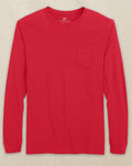 The front view of the Southern Tide Classic Long Sleeve Pocket T-Shirt in Varsity Red by Southern Tide - Varsity Red