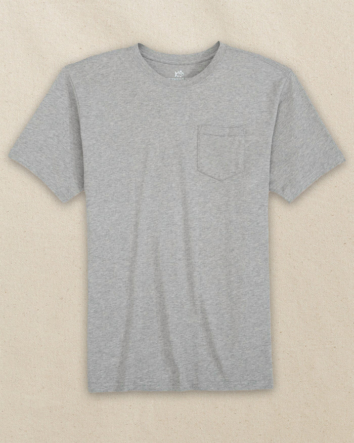 The front view of the Southern Tide Classic Short Sleeve Pocket T-Shirt in Heather Grey by Southern Tide - Heather Grey