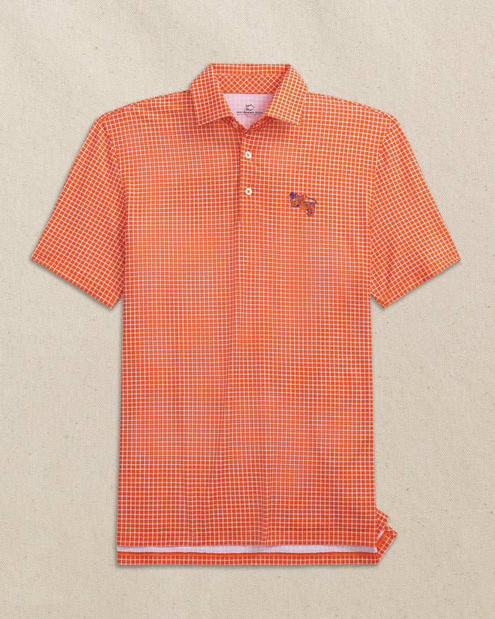 Clemson Gentleman Tiger Driver Dunes Edge Plaid Polo C_Polo Shirts Southern Tide