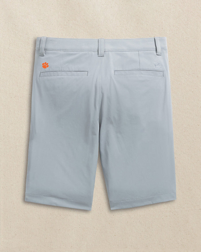 The back view of the Southern Tide Clemson Tigers brrr°®-die 8" Performance Short by Southern Tide - Steel Grey