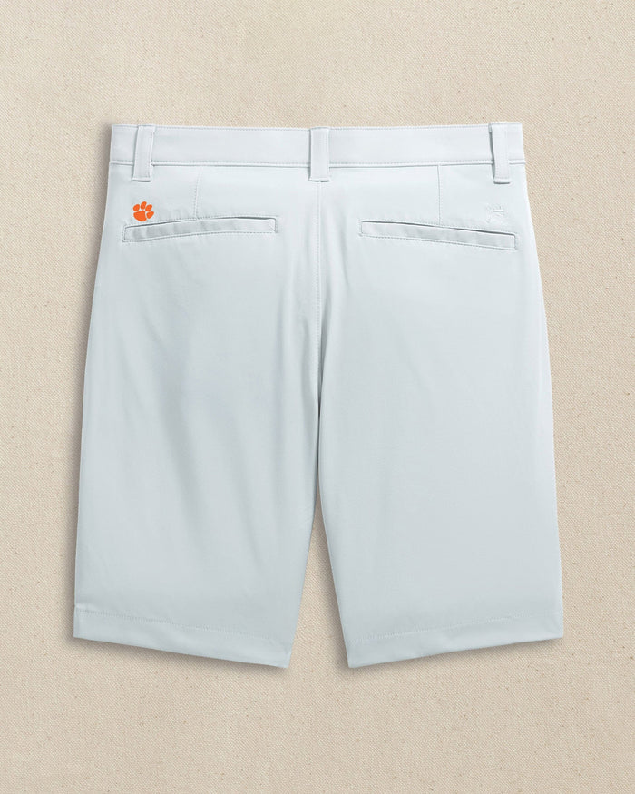 The back view of the Southern Tide Clemson Tigers brrr°®-die 8" Performance Short by Southern Tide - Seagull Grey