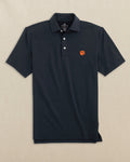 The front view of the Southern Tide Clemson Tigers brrr°®-eeze Heather Performance Polo by Southern Tide - Heather Caviar Black