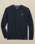 The front view of the Southern Tide Clemson Tigers brrr°®-illiant Performance Long Sleeve T-Shirt by Southern Tide - Caviar Black