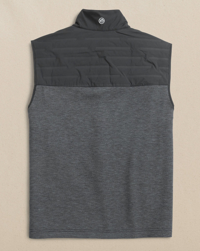 The back view of the Southern Tide Clemson Tigers Coligny Quilted Vest by Southern Tide - Caviar Black