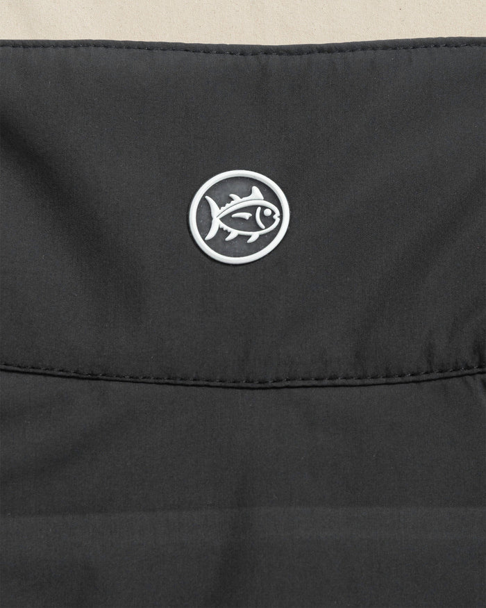 The detail view of the Southern Tide Clemson Tigers Coligny Quilted Vest by Southern Tide - Caviar Black