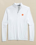 The front view of the Southern Tide Clemson Tigers Cruiser ST Geo Printed Quarter Zip by Southern Tide - Classic White