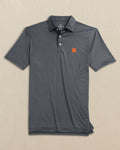 The front view of the Southern Tide Clemson Tigers Driver ST Geo Printed Polo by Southern Tide - Caviar Black
