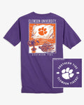 The back view of the Clemson Tigers Fishing Flag T-Shirt by Southern Tide - Regal Purple