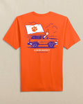 The back view of the Southern Tide Clemson Tigers Game Bound Short Sleeve T-Shirt by Southern Tide - Endzone Orange