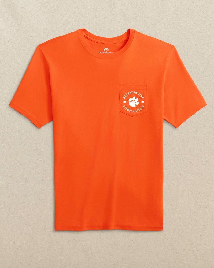 The front view of the Southern Tide Clemson Tigers Game Bound Short Sleeve T-Shirt by Southern Tide - Endzone Orange