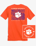 The back view of the Clemson Tigers Halftone Monstera T-Shirt by Southern Tide - Endzone Orange