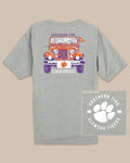 The back view of the Clemson Tigers Heather Front Plate T-Shirt by Southern Tide - Heather Grey