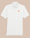 The front view of the Clemson Tigers Ryder Polo Shirt by Southern Tide - Classic White