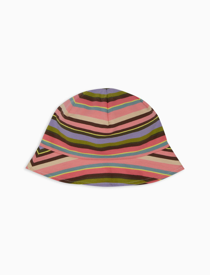 Cloche con tesa bambino cotone geranio righe multicolor - Gallo 1927 - Official Online Shop