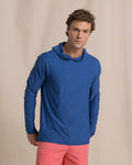 The front view of the Southern Tide Coastal Breeze® Performance Hoodie by Southern Tide - Nautical Blue