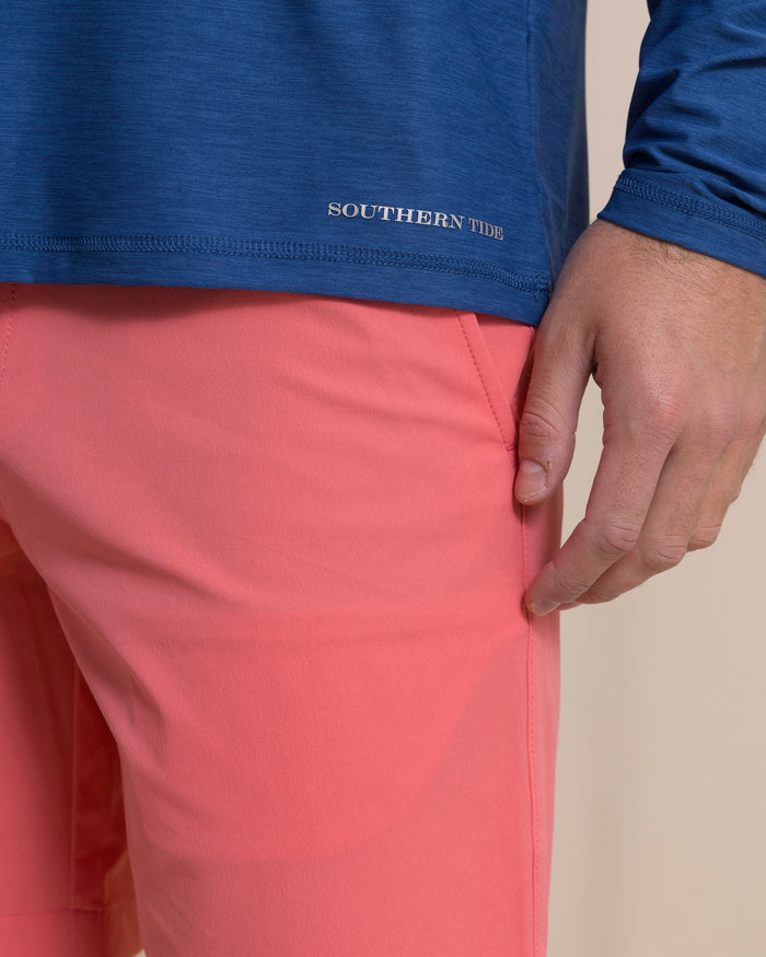 The detail view of the Southern Tide Coastal Breeze® Performance Hoodie by Southern Tide - Nautical Blue