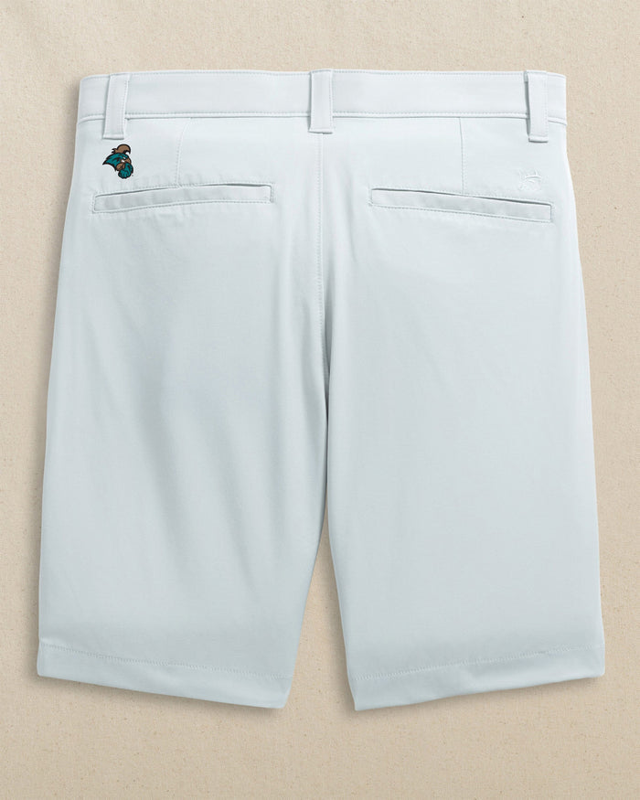 The back view of the Southern Tide Coastal Carolina Chanticleers Birdie 8" Coastal Breeze® Performance Short by Southern Tide - Seagull Grey