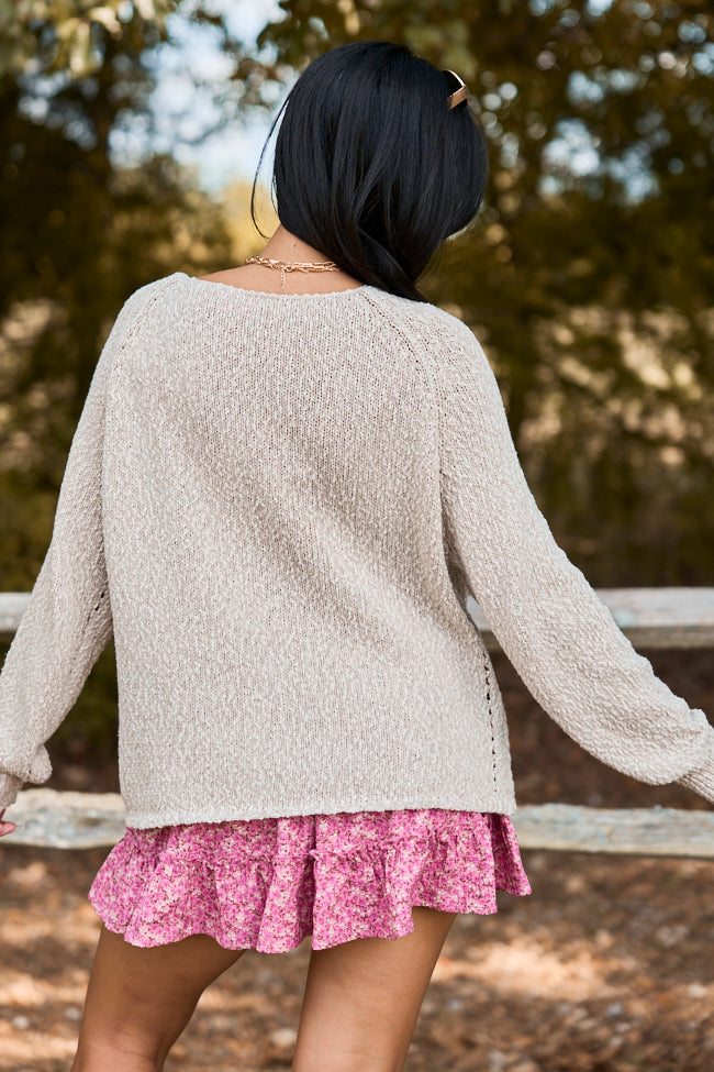 Coastal Chill Beige Boat Neck Sweater