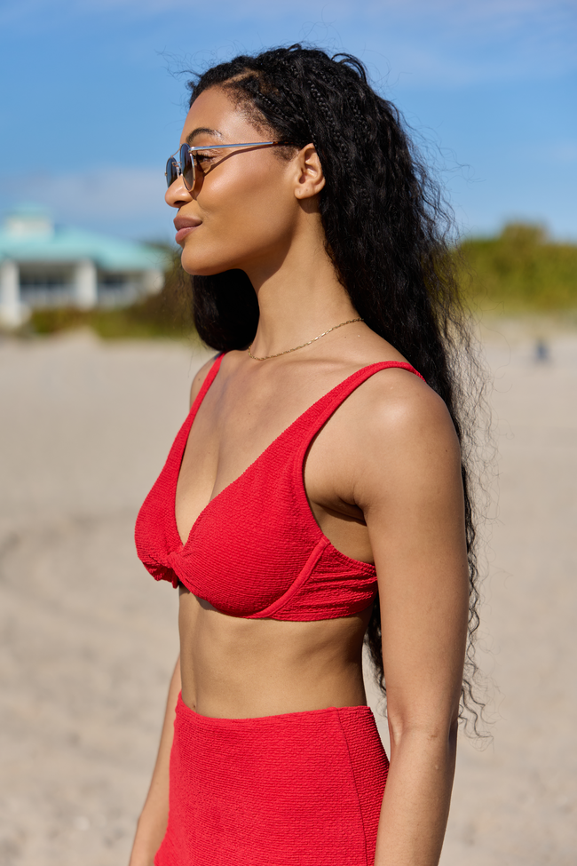 Coastal Crush Red Twist Underwire Bikini Top FINAL SALE