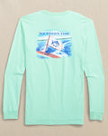 The back view of the Southern Tide Coastal Watercolor Long Sleeve T-Shirt by Southern Tide - Offshore Green