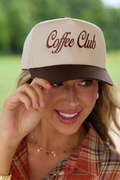 Coffee Club Natural/Brown Embroidered Trucker Hat