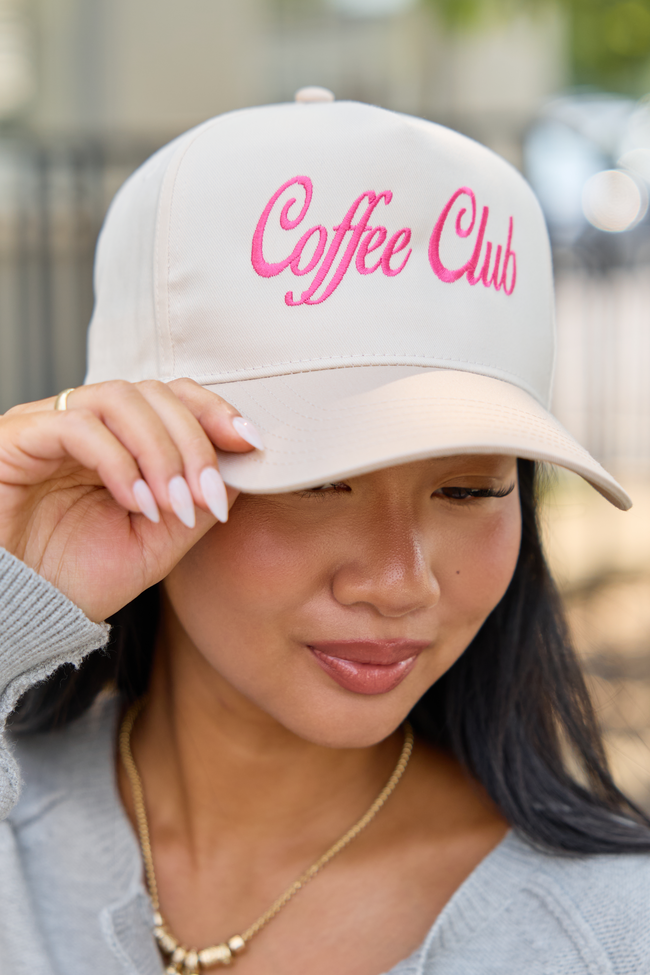 Coffee Club Natural/Khaki Embroidered Trucker Hat