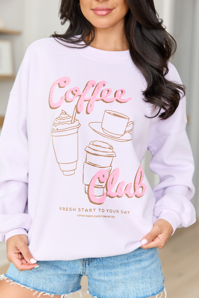 Coffee Club Purple Graphic Sweatshirt FINAL SALE