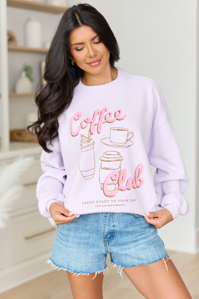 Coffee Club Purple Graphic Sweatshirt FINAL SALE