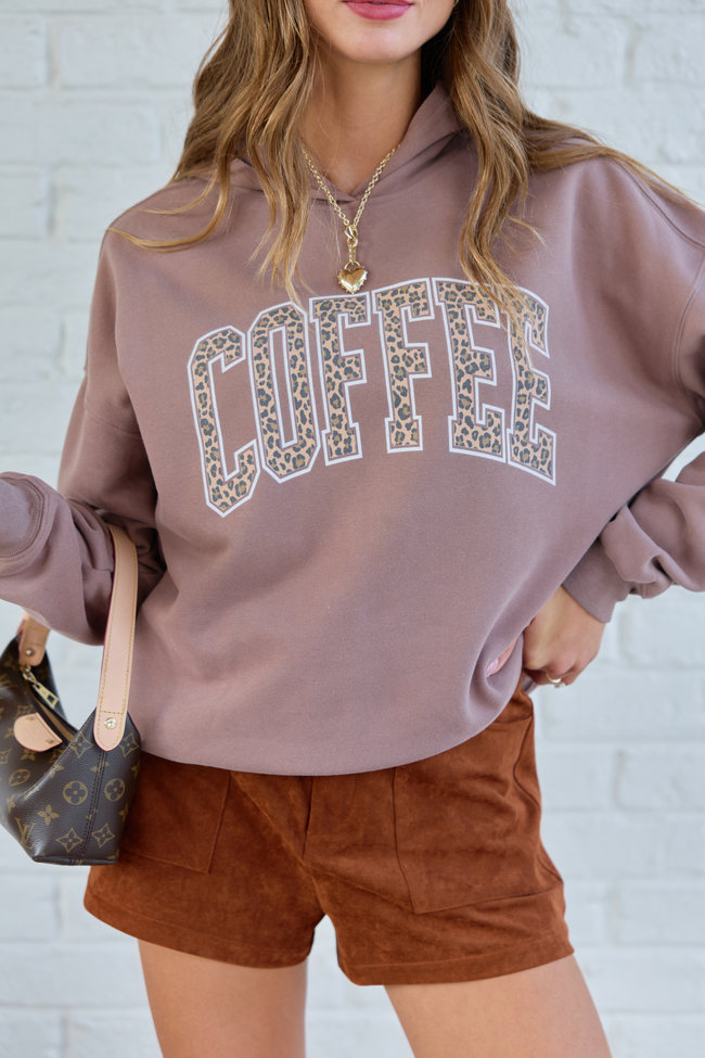 Coffee Leopard Print Mocha Graphic Hoodie
