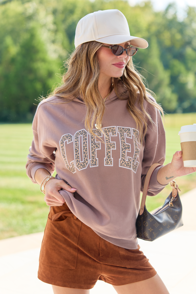 Coffee Leopard Print Mocha Graphic Hoodie